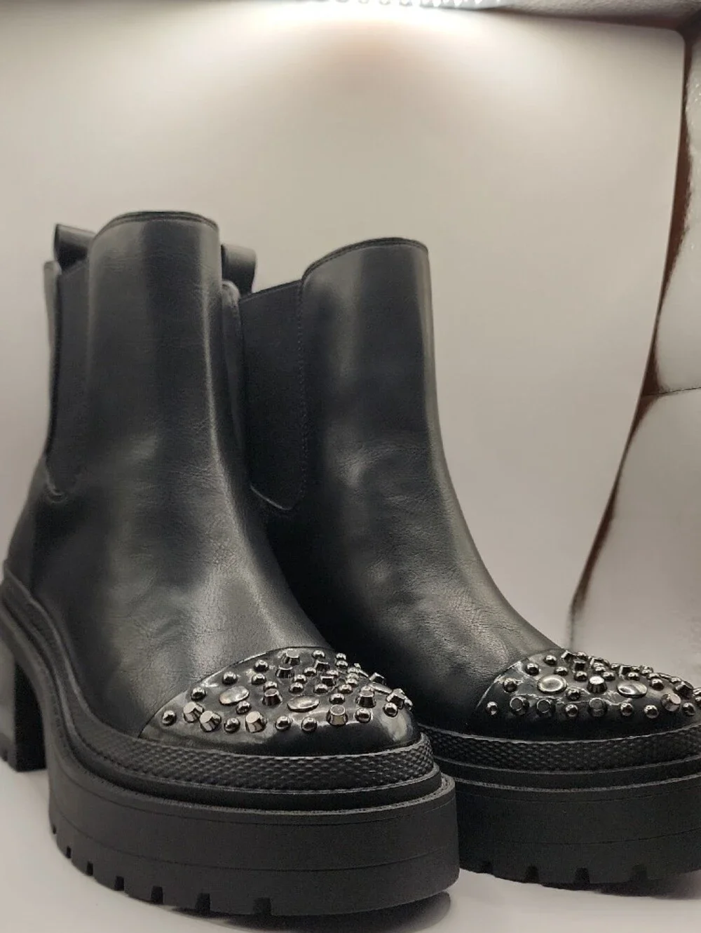 Jessica Simpson Black Studded Chelsea Platform Booties